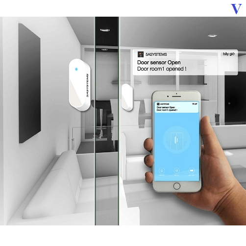 WIFI Door Magnetic cảm biến cửa điều khiển bằng App giọng nói tiếng Việt, tiếng Anh cao cấp