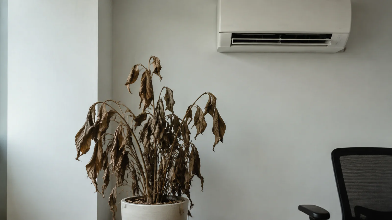 cây bị khô héo do máy lạnh