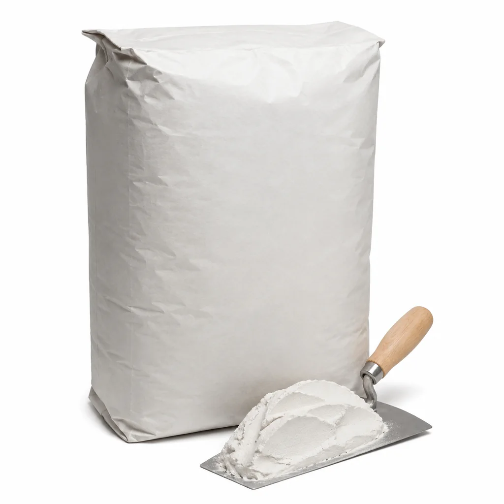 Bả matit ngoại thất bao 40kg xếp gọn gàng trên pallet tại công trình