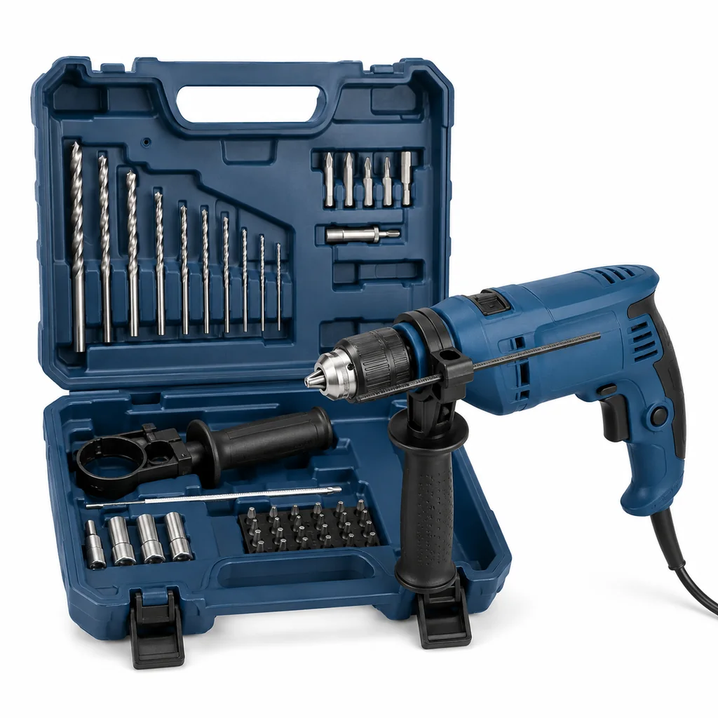 Bộ máy khoan động lực Bosch GSB 550 SET 550W màu xanh dương cùng hộp 100 phụ kiện