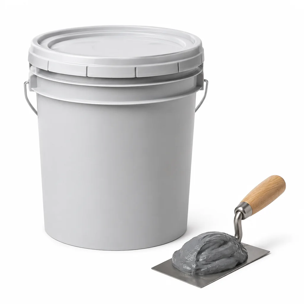 Chất chống thấm Dulux Aquatech Flex 20kg đặt cạnh tường ngoài nhà đã làm sạch để chuẩn bị lăn sơn