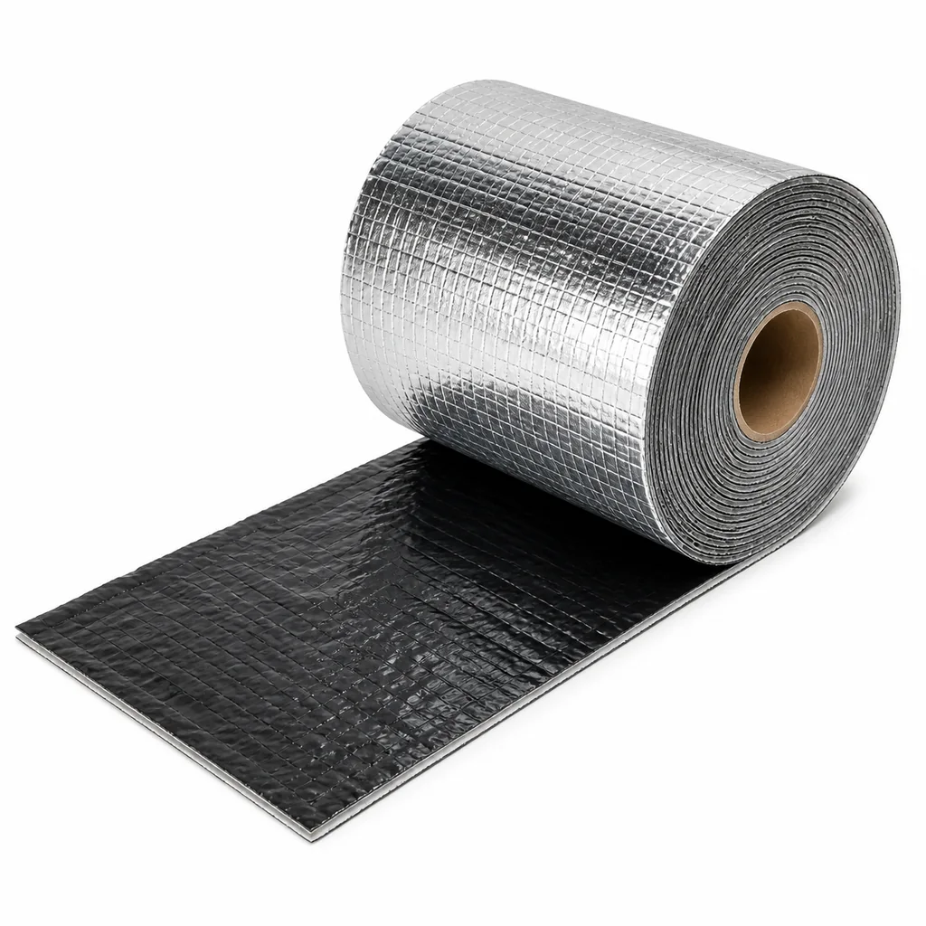 Băng keo chống dột mái tôn TTC AL Hàn Quốc 1m x 15m đặt cạnh mái tôn chuẩn bị vá khe nối