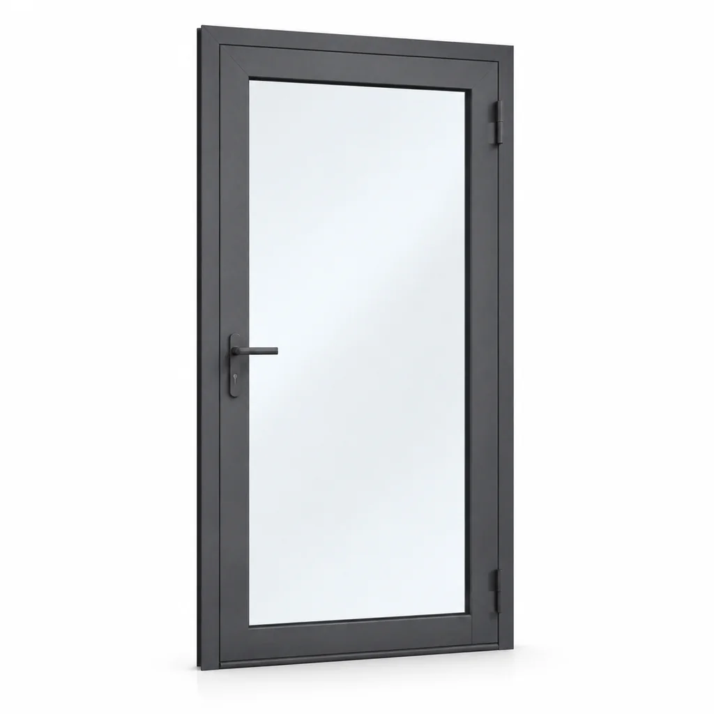 Cửa nhôm Xingfa 1 cánh mở quay hệ 55, kính cường lực 8mm tại lối ra ban công nhà phố
