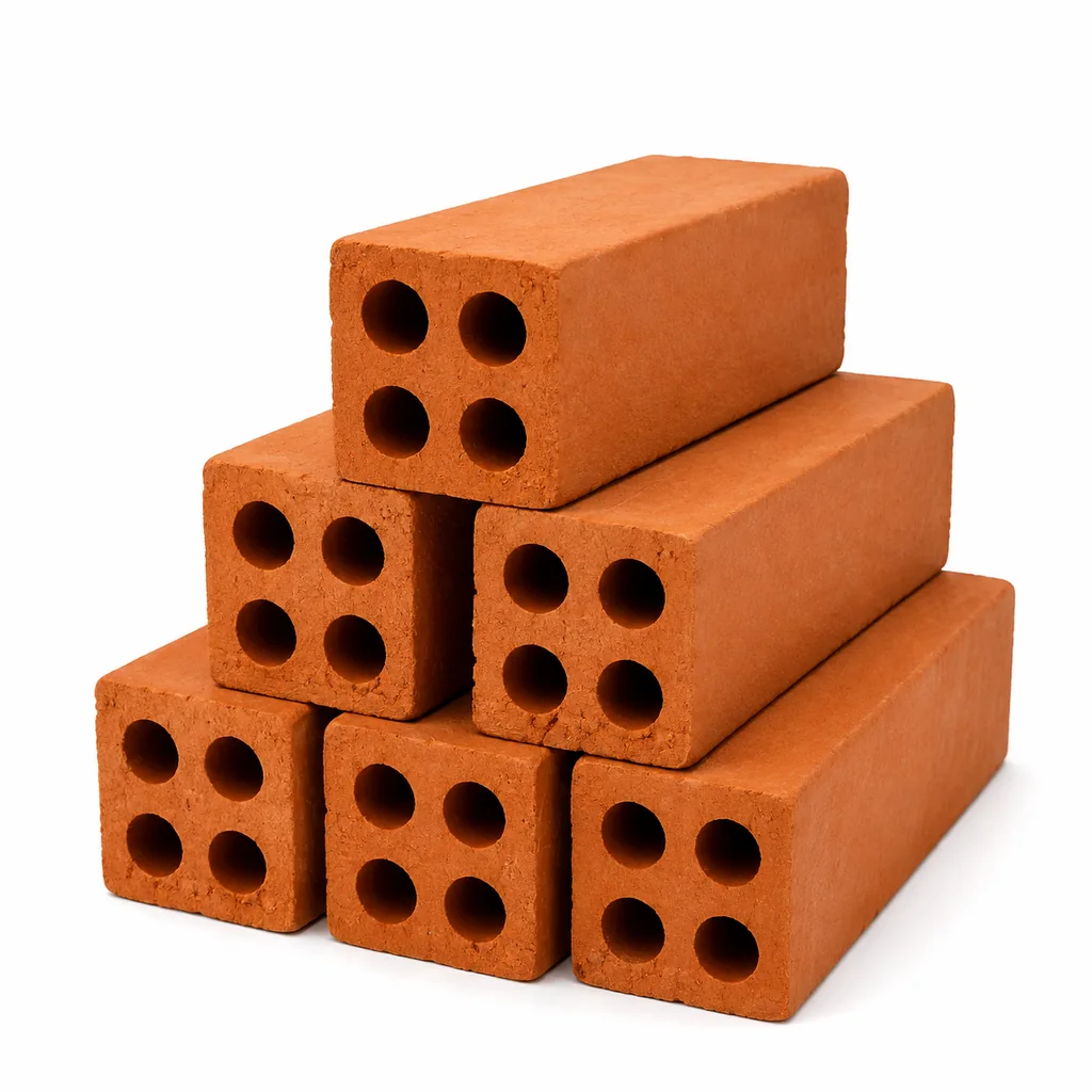 Gạch ống tuynel Đồng Tâm 17 kích thước 8x8x17 cm xếp tại điểm tập kết công trình Bình Tân