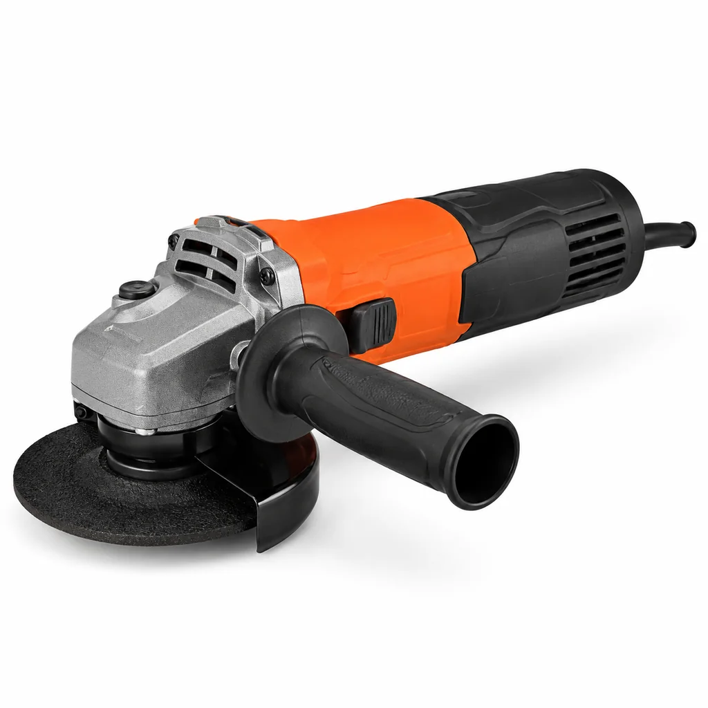 Máy mài góc Tolsen 850W đặt trên bàn làm việc tại xưởng