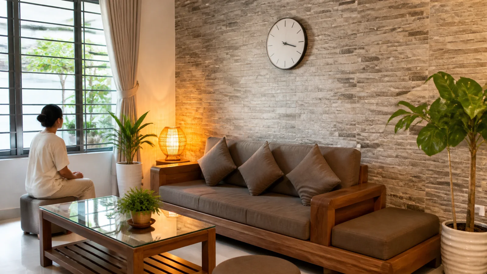 Góc trang trí nhà: giấy dán tường, đèn, đồng hồ
