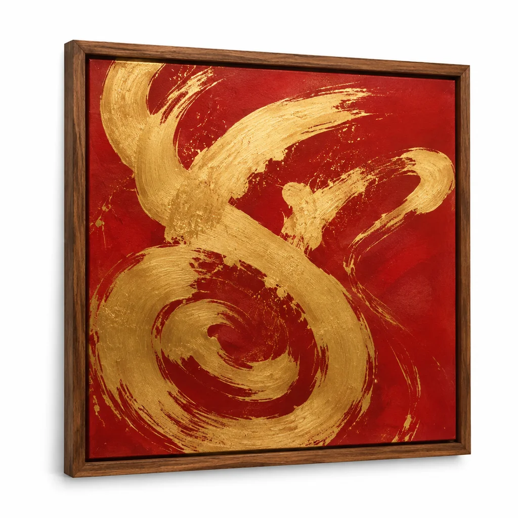 Tranh chữ Phúc thư pháp TP-41-56-1 trên vải canvas khung gỗ treo tại phòng khách