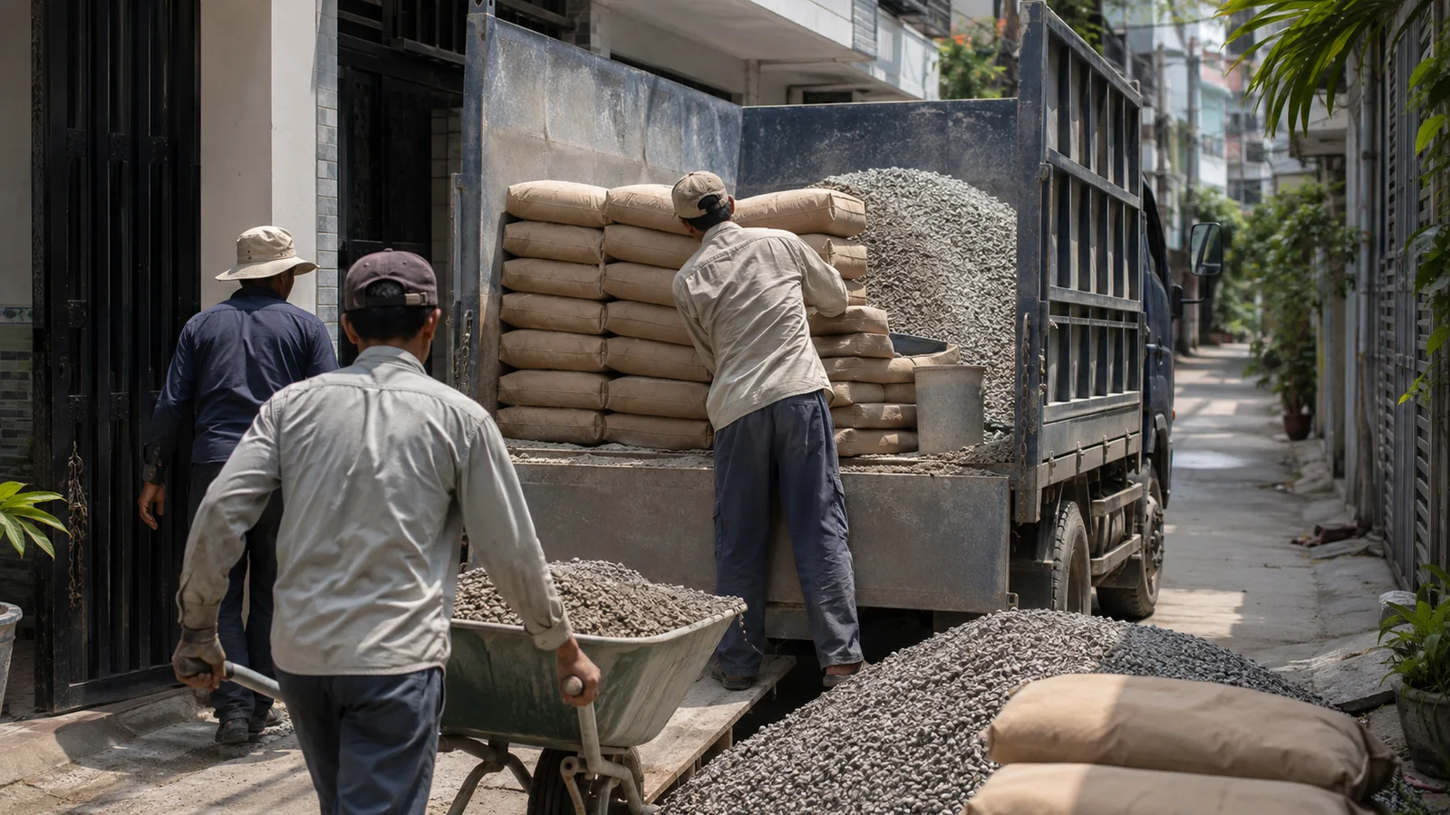 Kho cát đá xi măng và đội xe giao vật liệu xây dựng tận nơi tphcm